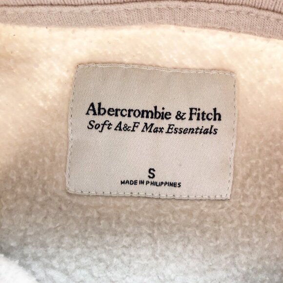 ABERCROMBIE Soft A&F Essential Sunday Half Zip Crop Tan Sweatshirt Womens Small - Picture 4 of 9